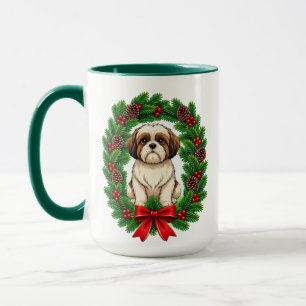 Schattige Shih Tzu Kerstkrans Mok