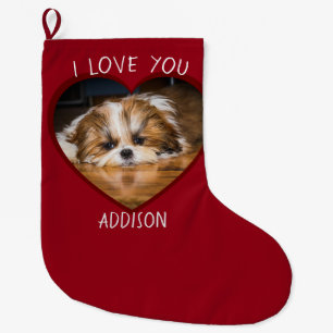 Schattige shih tzu liefde Valentijnshart foto Grote Kerstsok
