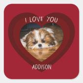 Schattige shih tzu liefde Valentijnshart foto Vierkante Sticker (Voorkant)