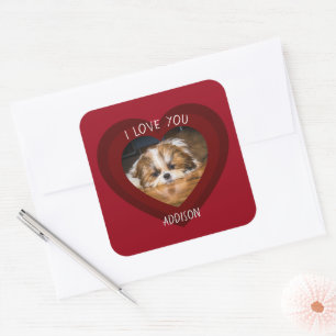 Schattige shih tzu liefde Valentijnshart foto Vierkante Sticker