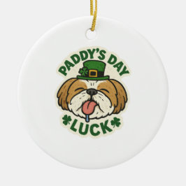 Schattige Shih Tzu Lucky Leprechaun St.Patrick's D Keramisch Ornament