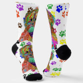 Schattige Shih Tzu Mom Paw Prints Sokken (Gebogen)