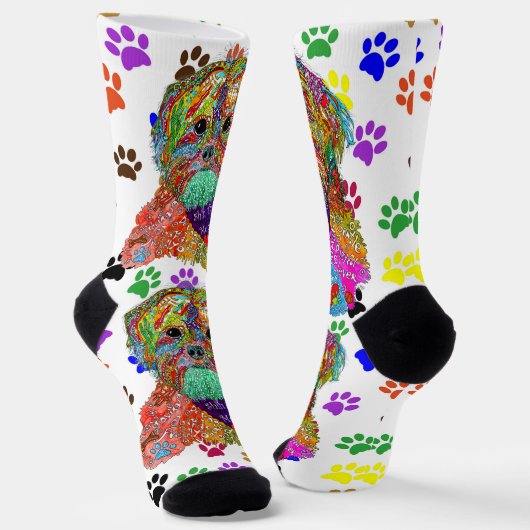 Schattige Shih Tzu Mom Paw Prints Sokken (Gebogen)