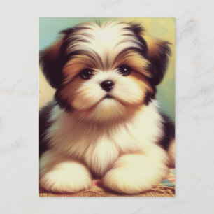 Schattige Shih-Tzu Puppy schilderij Briefkaart