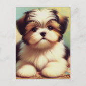 Schattige Shih-Tzu Puppy schilderij Briefkaart (Voorkant)