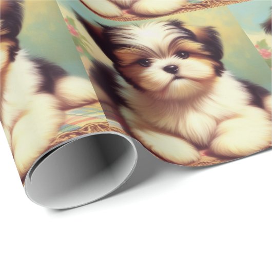 Schattige Shih-Tzu Puppy schilderij Cadeaupapier (Rol Hoek)