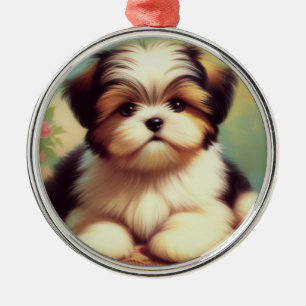 Schattige Shih-Tzu Puppy schilderij Metalen Ornament