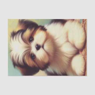 Schattige Shih-Tzu Puppy schilderij Tissuepapier