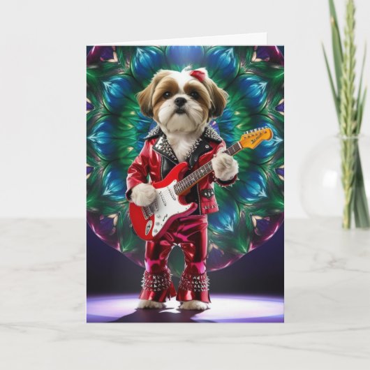 Schattige Shih Tzu Rockster Kaart (Voorkant)