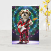 Schattige Shih Tzu Rockster Kaart (Gele Bloem)