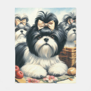 Schattige Shih-Tzu schilderij Fleece Deken