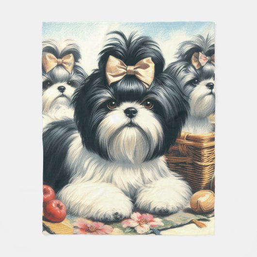 Schattige Shih-Tzu schilderij Fleece Deken (Voorkant)