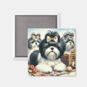 Schattige  Shih-Tzu schilderij Magneet (Voorkant / Achterkant)