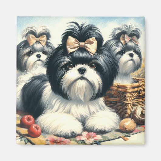 Schattige  Shih-Tzu schilderij Magneet (Voorkant)