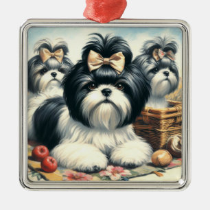 Schattige Shih-Tzu schilderij Metalen Ornament