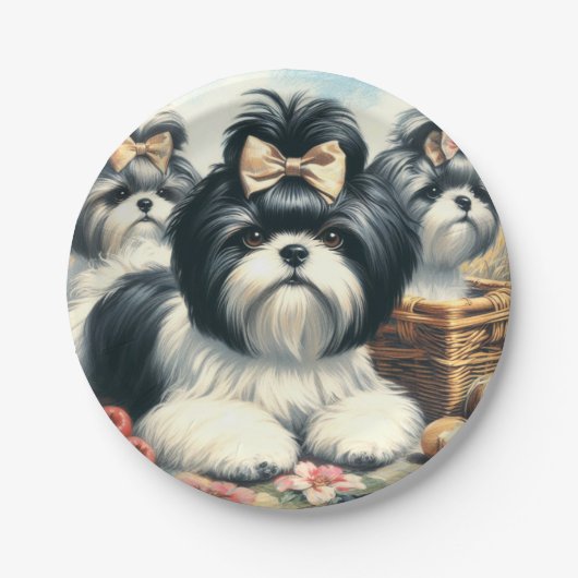 Schattige  Shih-Tzu schilderij Papieren Bordje (Voorkant)