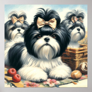 Schattige Shih-Tzu schilderij Poster