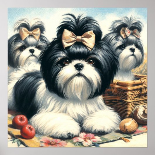 Schattige Shih-Tzu schilderij Poster (Voorkant)