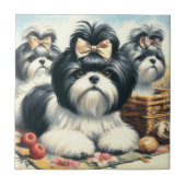 Schattige  Shih-Tzu schilderij Tegeltje (Voorkant)