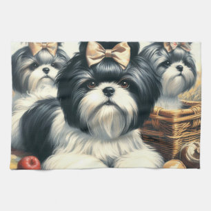 Schattige  Shih-Tzu schilderij Theedoek