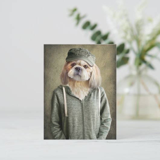 Schattige Shih Tzu Woont een Pet en een hond Briefkaart (Staand voorkant)