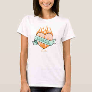 Schattige Showgirl Era Aangepaste Naam Hart  T-shirt