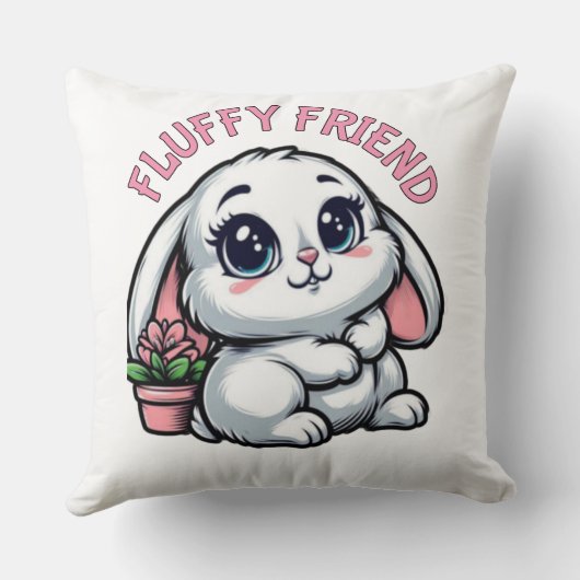 Schattige Shy Bunny met Plant Pot Kussen (Achterkant)