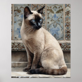 Schattige Siamees Cat Art Print Poster