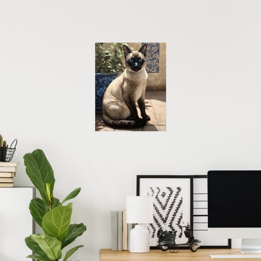 Schattige Siamees Cat Art Print Poster (Thuiskantoor)