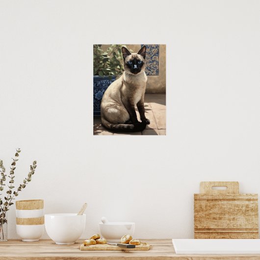 Schattige Siamees Cat Art Print Poster (Keuken)