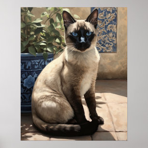 Schattige Siamees Cat Art Print Poster