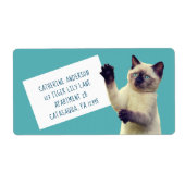 Schattige Siamees Kitten Blauwgroen Blauw Groot Etiket (Voorkant)