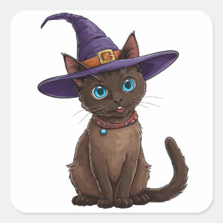 Schattige Siamese kat in heks Pet Vierkante Sticker