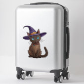 Schattige Siamese Kat in Heksenhoed Sticker (Koffer)