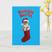 Schattige Siamese Kat Kerstvakantie Kaart (Gele Bloem)