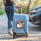 Schattige Siamese Kat Knuffelt Rode Hart Met Liefd Sticker (Koffer Insitu)