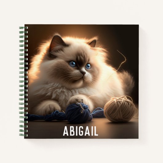Schattige Siamese kat met Yarn Balls Notitieboek (Voorkant)