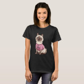 Schattige Siamese Kat Moeder Poot liefhebber T-shirt (Voorkant volledig)