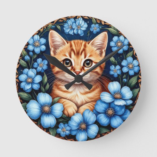 Schattige Siamese Kat Ronde Klok (Voorkant)