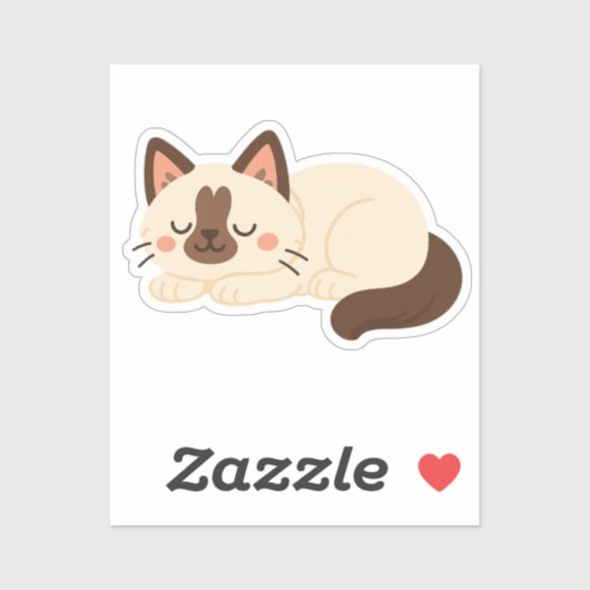 Schattige Siamese Kat Slapend Sticker (Vel)