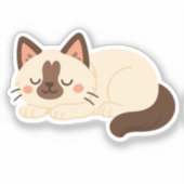Schattige Siamese Kat Slapend Sticker (Voorkant)