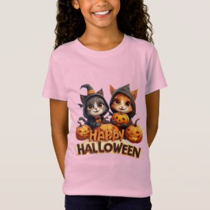Schattige Siamese Katten in Heksenhoeden Halloween T-shirt