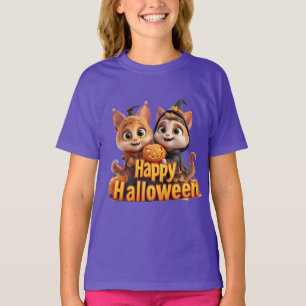 Schattige Siamese Katten in Heksenhoeden Halloween T-shirt