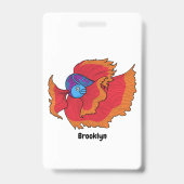 Schattige Siamese kempvis betta cartoon  Badge (Achterkant)
