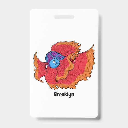 Schattige Siamese kempvis betta cartoon  Badge (Voorzijde)