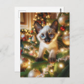 Schattige Siamese kitten in een kerstboom Briefkaart (Voorkant / Achterkant)