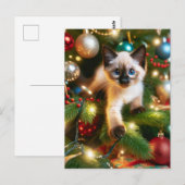 Schattige Siamese kitten kerst Briefkaart (Voorkant / Achterkant)
