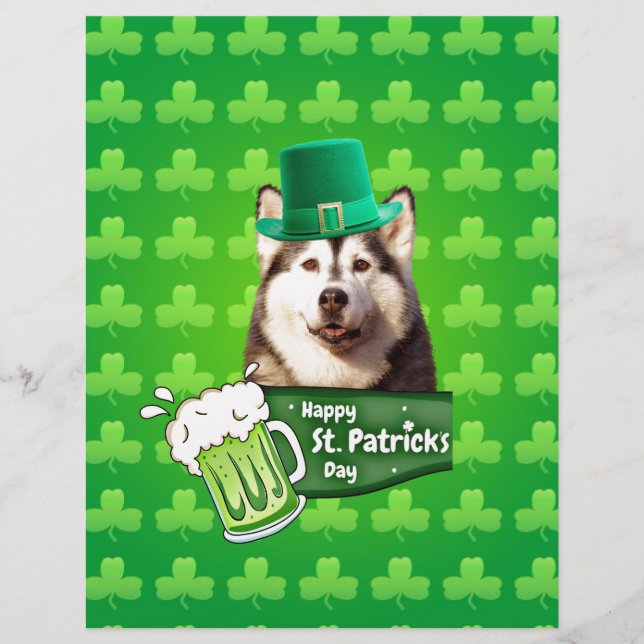 Schattige Siberisch Husky Dog Pet St. Patrick's Da (Voorkant)