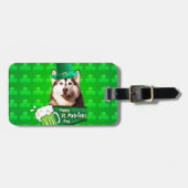 Schattige Siberisch Husky Dog Pet St. Patrick's Da Bagagelabel (Voorkant horizontaal)