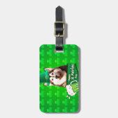 Schattige Siberisch Husky Dog Pet St. Patrick's Da Bagagelabel (Voorkant verticaal)